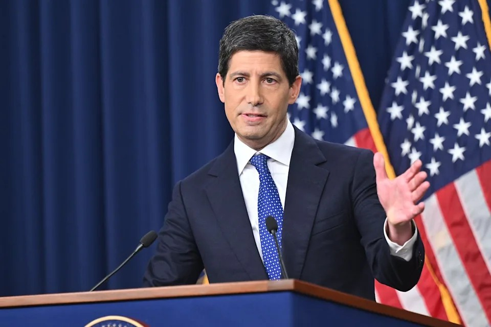 Federal Reserve chair speaking at a podium ahead of the October rate decision